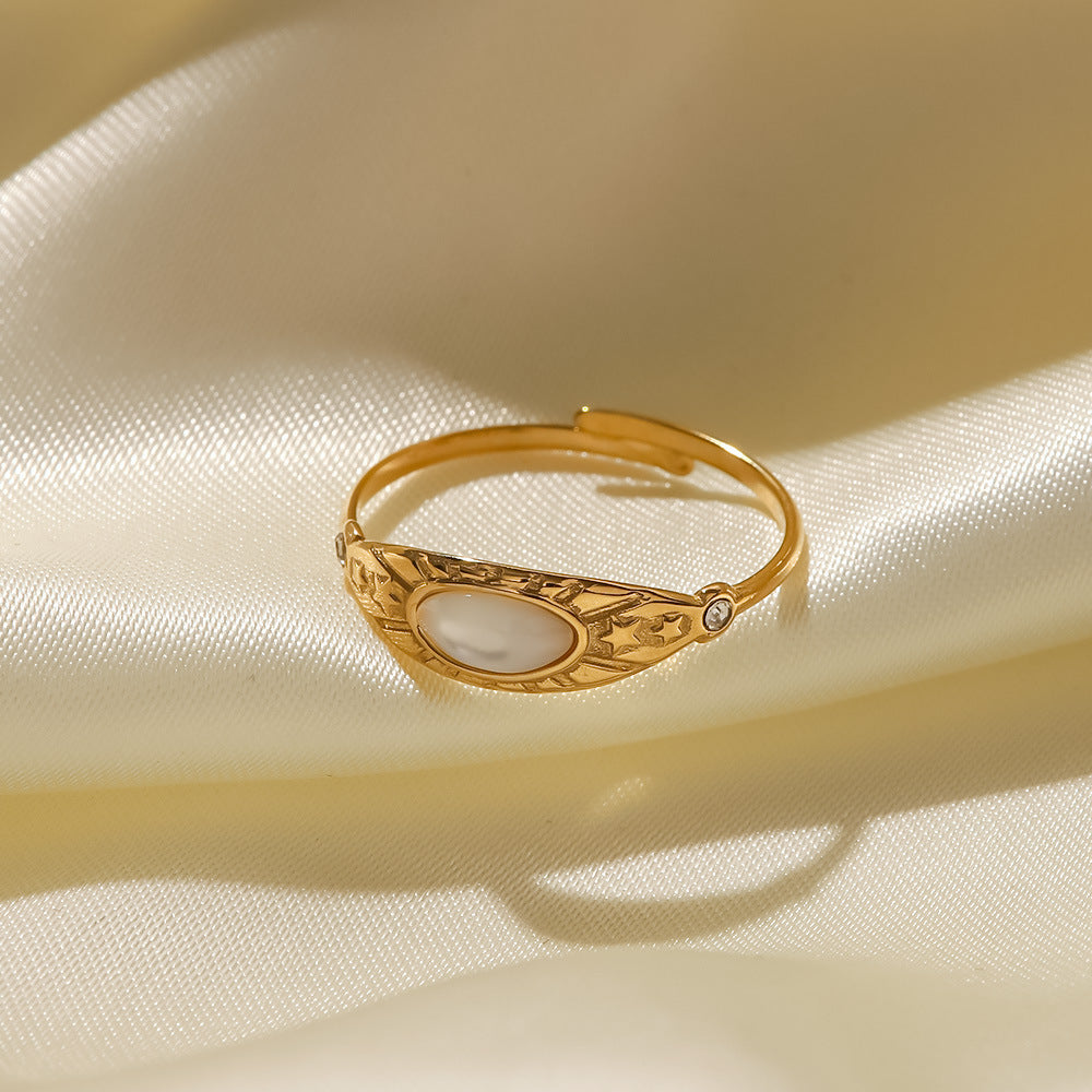 14K Gold Stainless Steel XINGX Retro Stainless Steel Diamond Ring