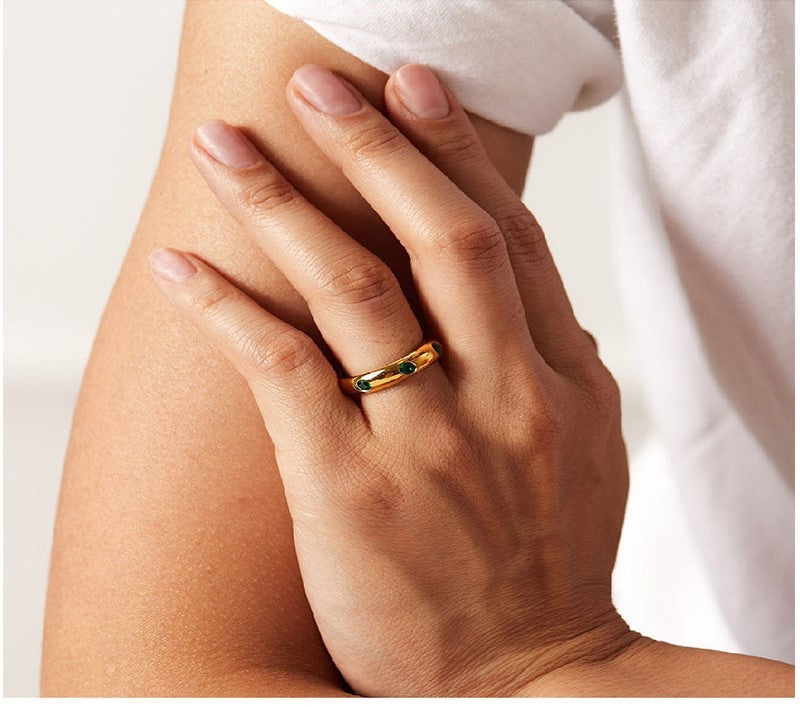 Fashion Simple Rhinestone Stainless Steel Ring Plating Non-fading Ornament